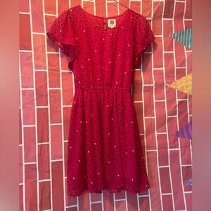 Total Girl girls Size XL 14-16 Pink dress with black and white polka dots